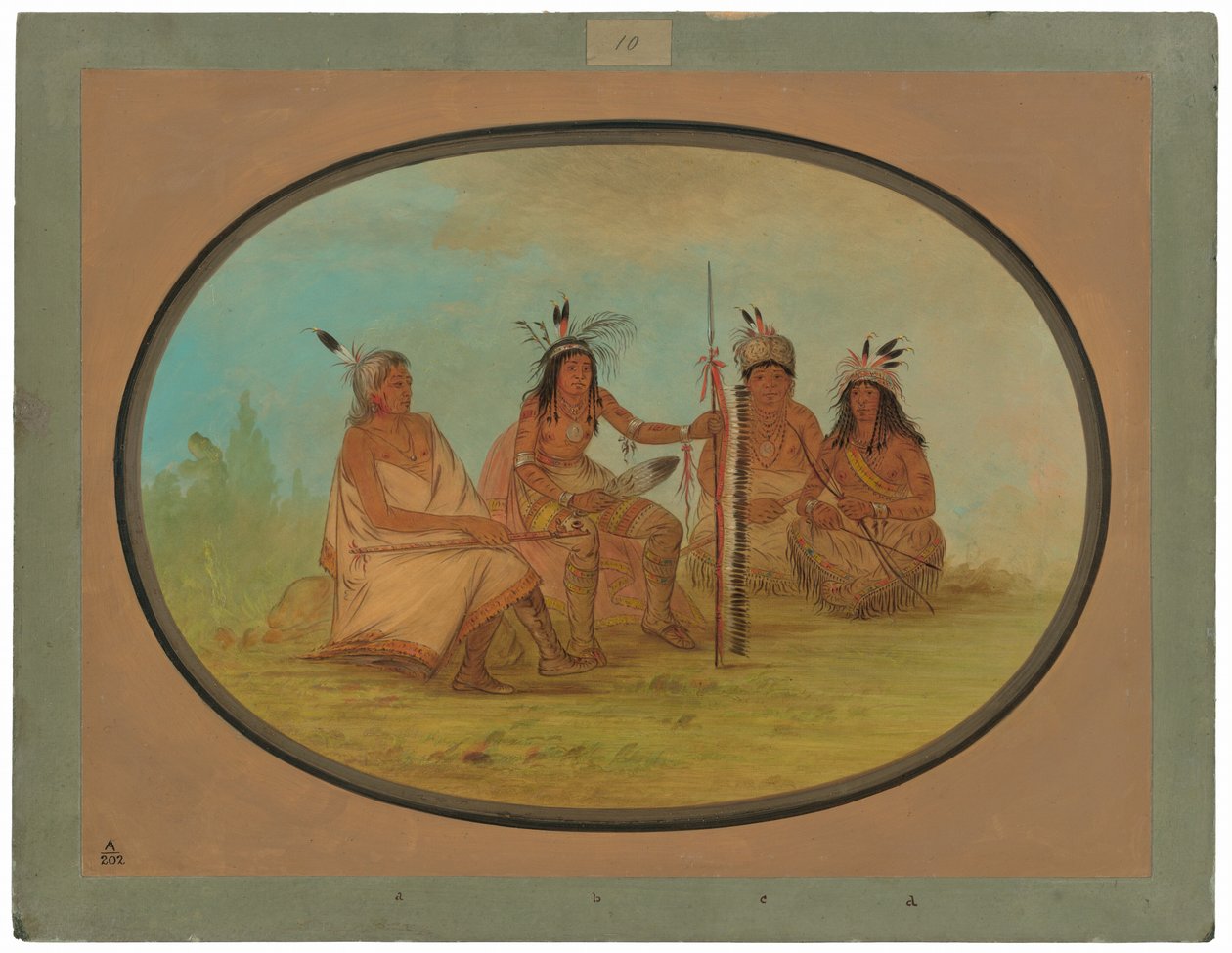 Ein alter Ojibbeway-Häuptling und drei Krieger von George Catlin