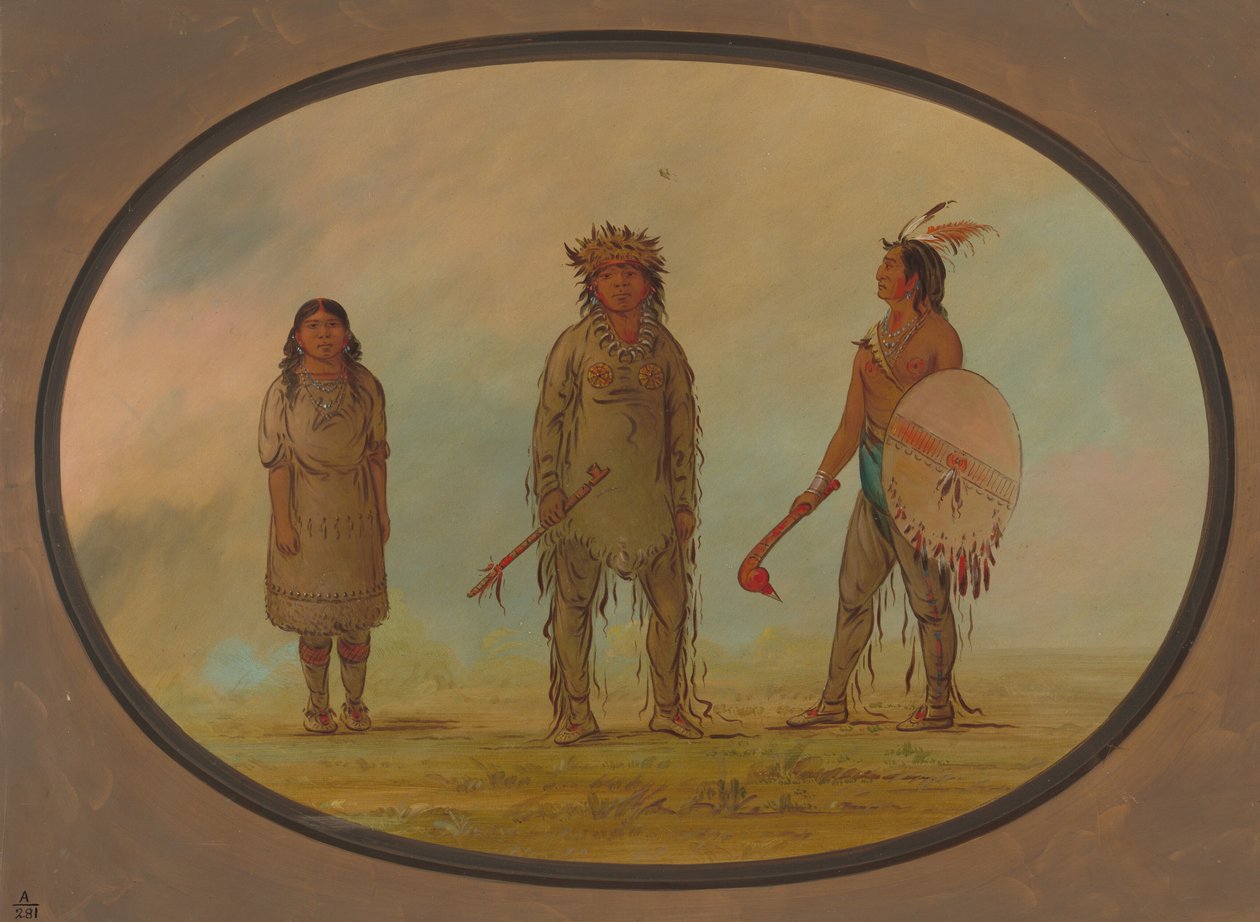 Athapasca-Häuptling, seine Frau und ein Krieger, 1855-1869 von George Catlin