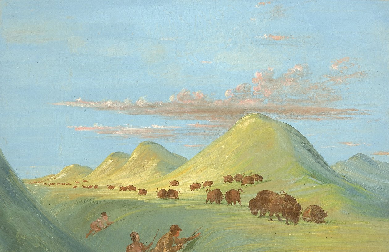 Batiste, Bogard und ich nähern uns Büffeln am Missouri von George Catlin