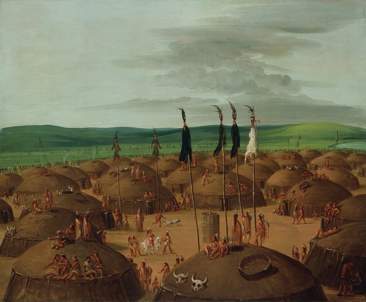 Vogelperspektive des Mandan-Dorfes, 1800 Meilen oberhalb von St. Louis von George Catlin