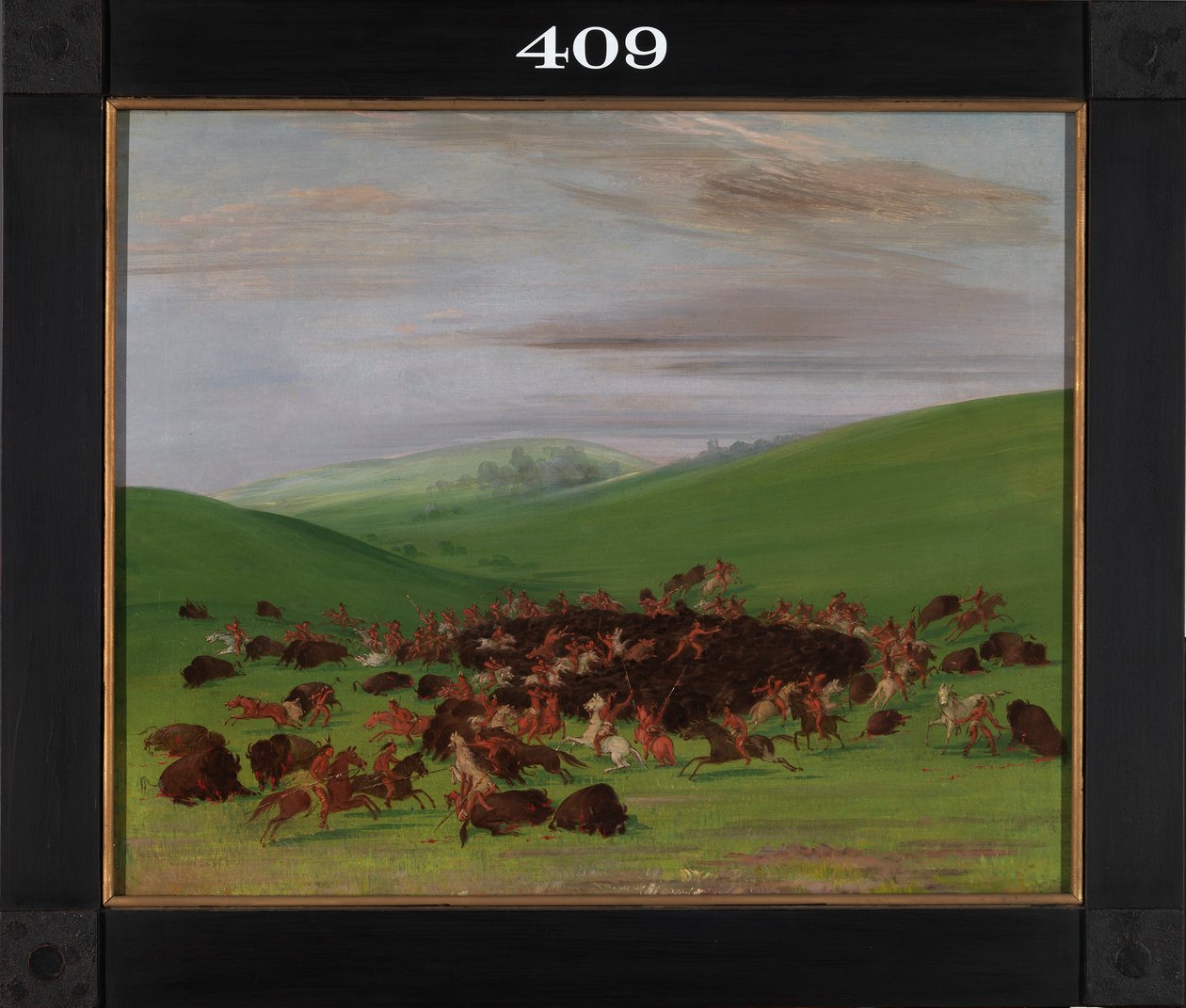Büffeljagd, ein Umzingeln durch die Hidatsa von George Catlin