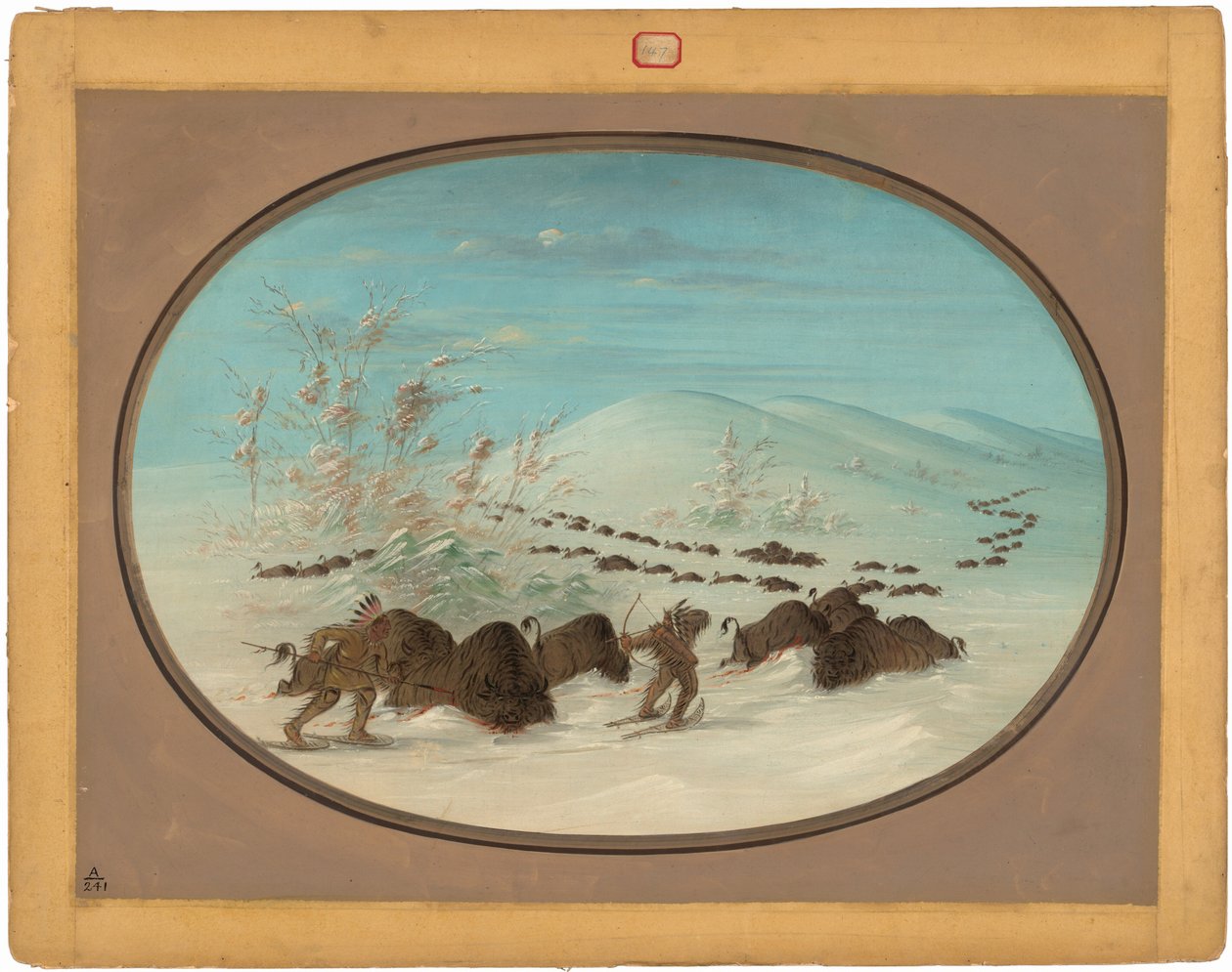 Büffeljagd in den Schneeverwehungen - Ojibbeway von George Catlin