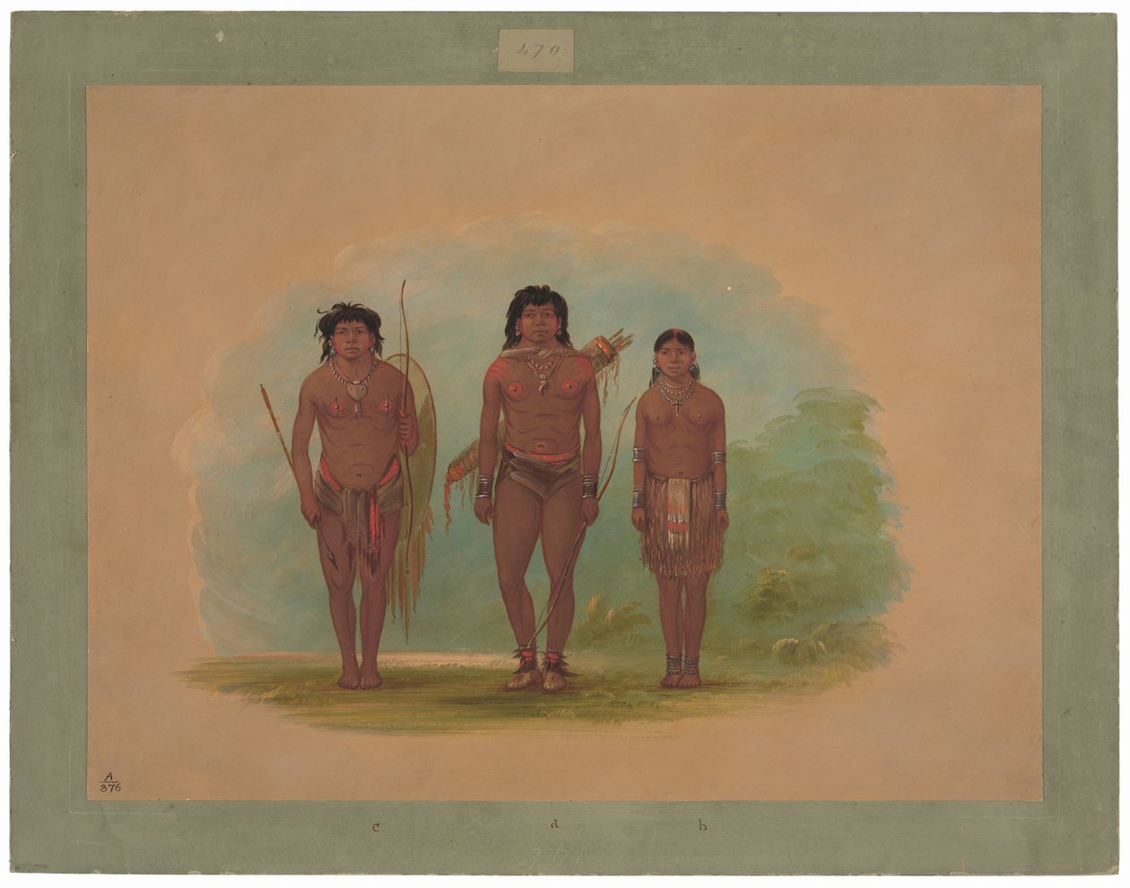 Chaco-Häuptling, seine Frau und ein Krieger von George Catlin