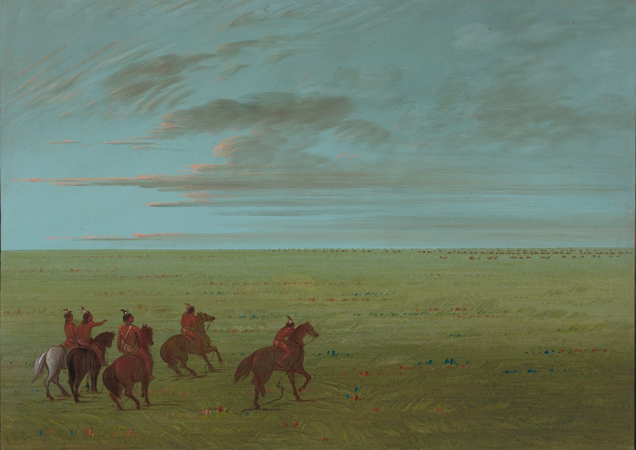 Connibos auf dem Weg zu Wildpferden, 1854-1869 von George Catlin
