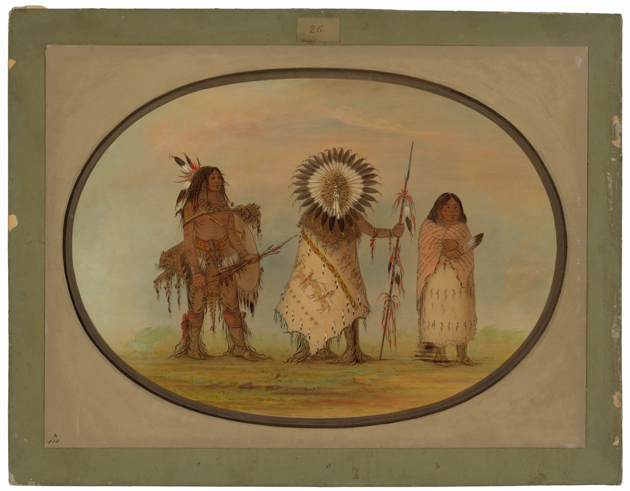 Crow-Häuptling, seine Frau und ein Krieger von George Catlin