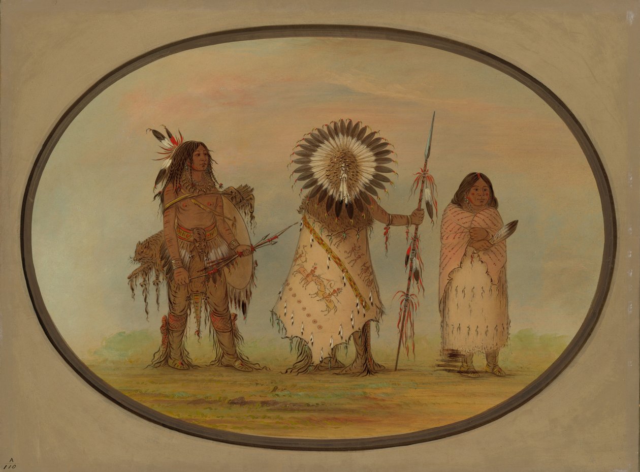 Crow-Häuptling, seine Frau und ein Krieger, 1861-1869 von George Catlin
