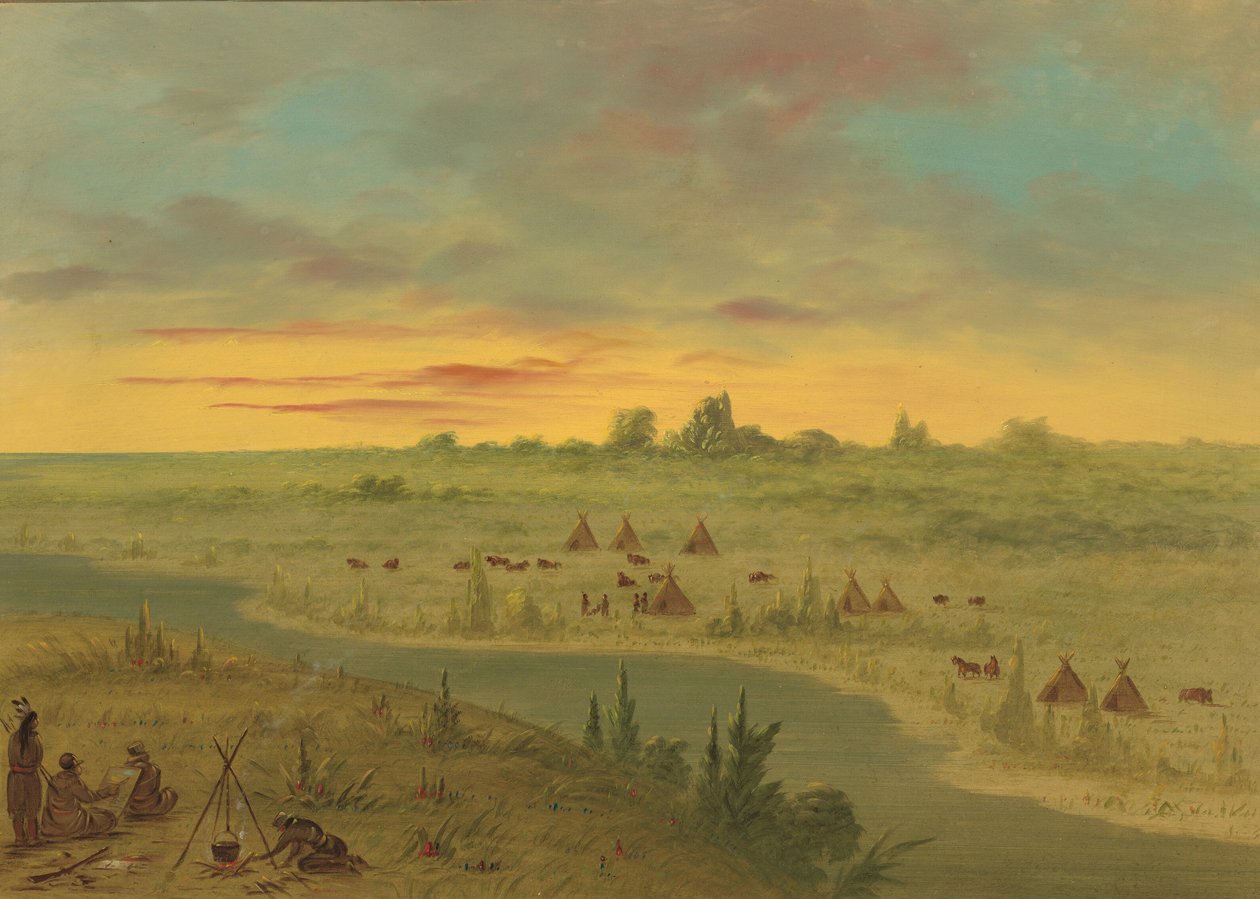 Lager der Pawnee-Indianer bei Sonnenuntergang, 1861-1869 von George Catlin