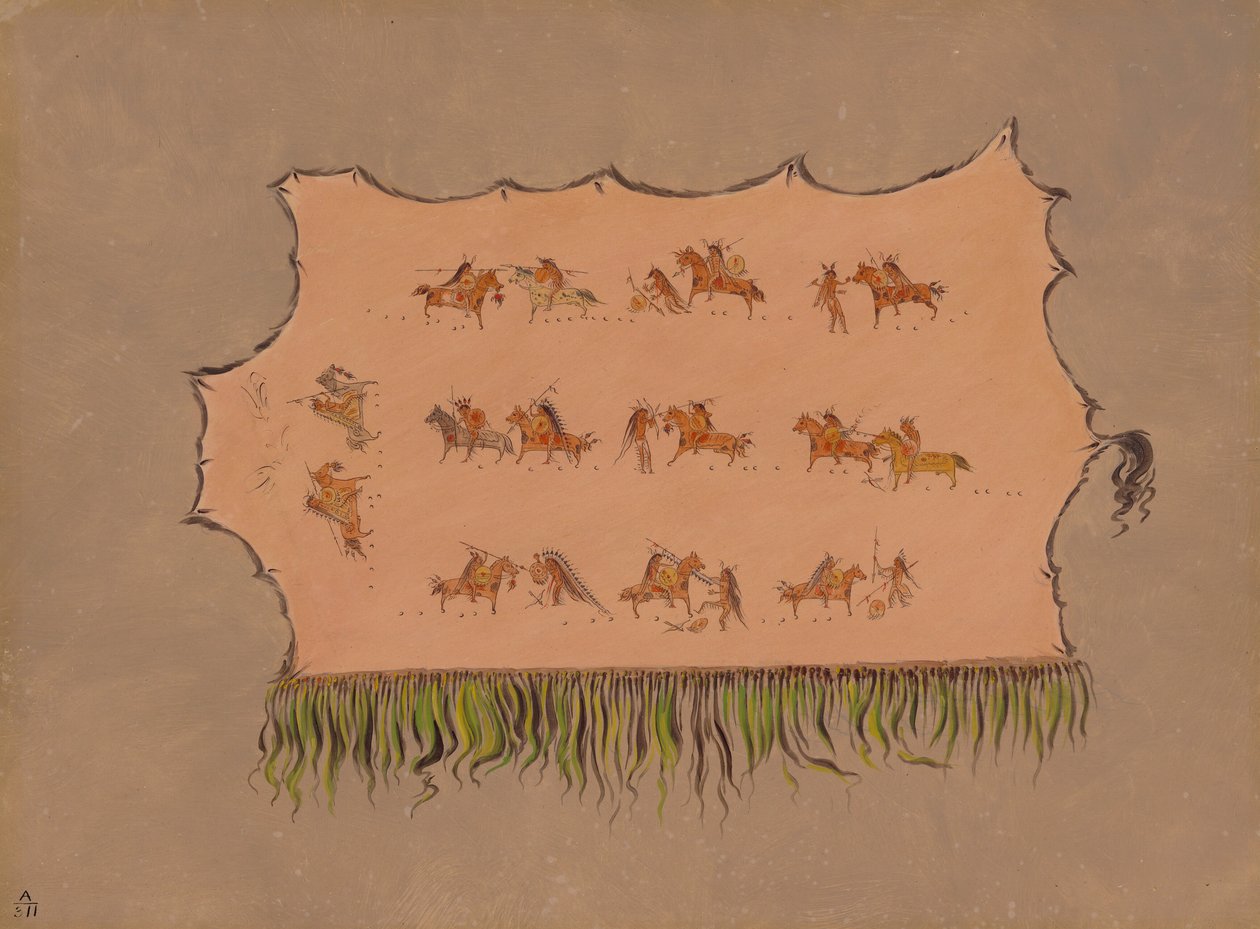 Faksimile des Mantels von Häuptling Four Men - Mandan, 1861-1869 von George Catlin