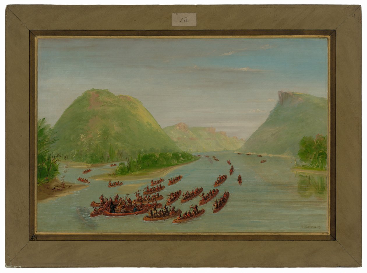 Pater Hennepin und zwei Gefährten werden von den Sioux gefangen genommen. April 1680 von George Catlin