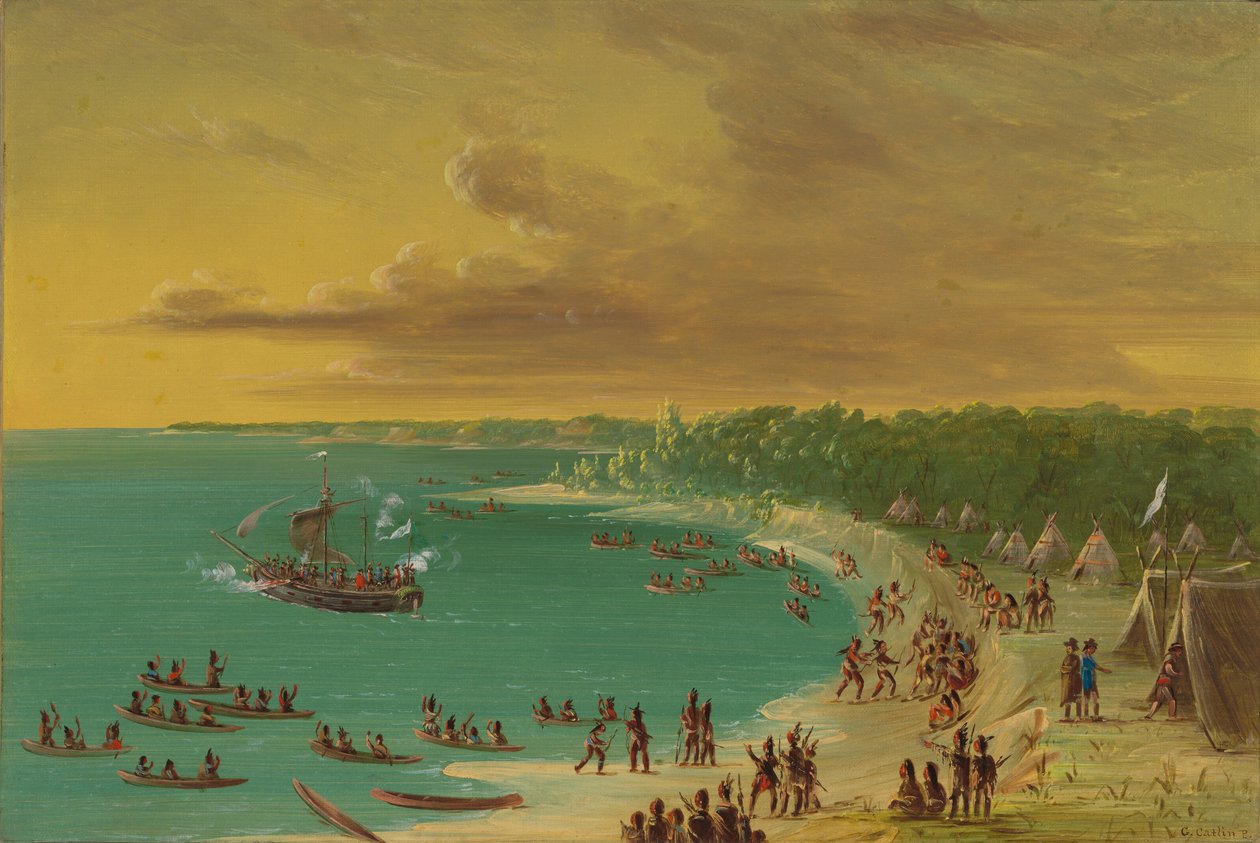 Erste Fahrt der Griffin auf dem Eriesee. 7. August 1679, 1847-1848 von George Catlin