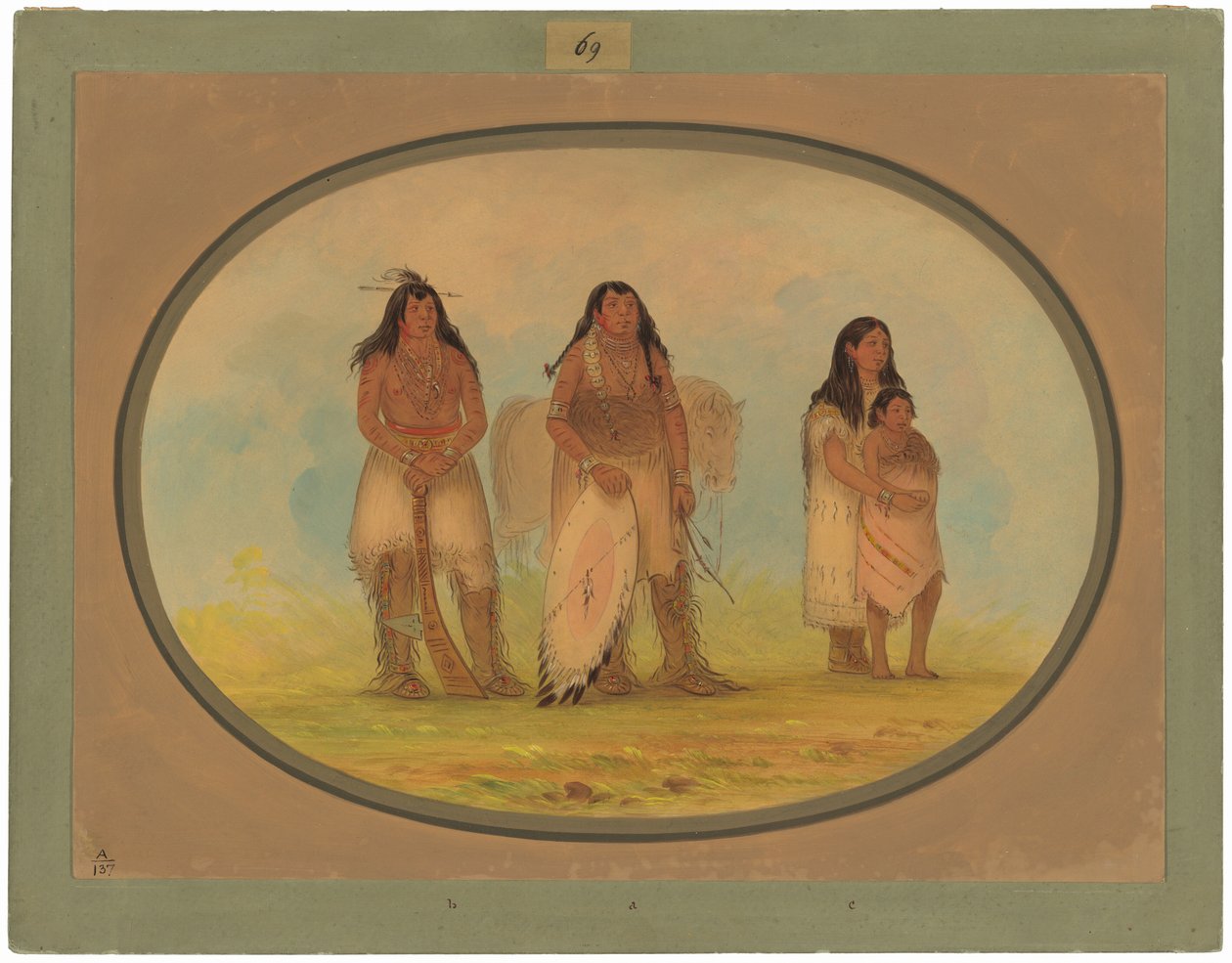 Vier Kiowa-Indianer von George Catlin