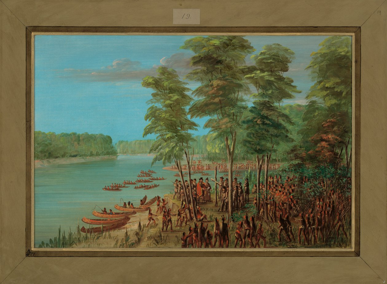 La Salle nimmt Besitz vom Land an der Mündung des Arkansas, 10. März 1682, 1847-48 von George Catlin
