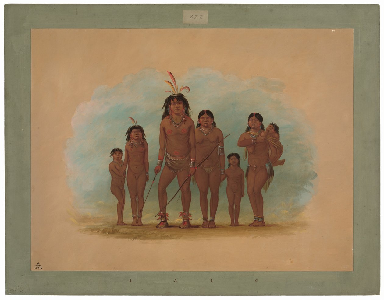 Lengua-Häuptling, seine zwei Frauen und vier Kinder von George Catlin