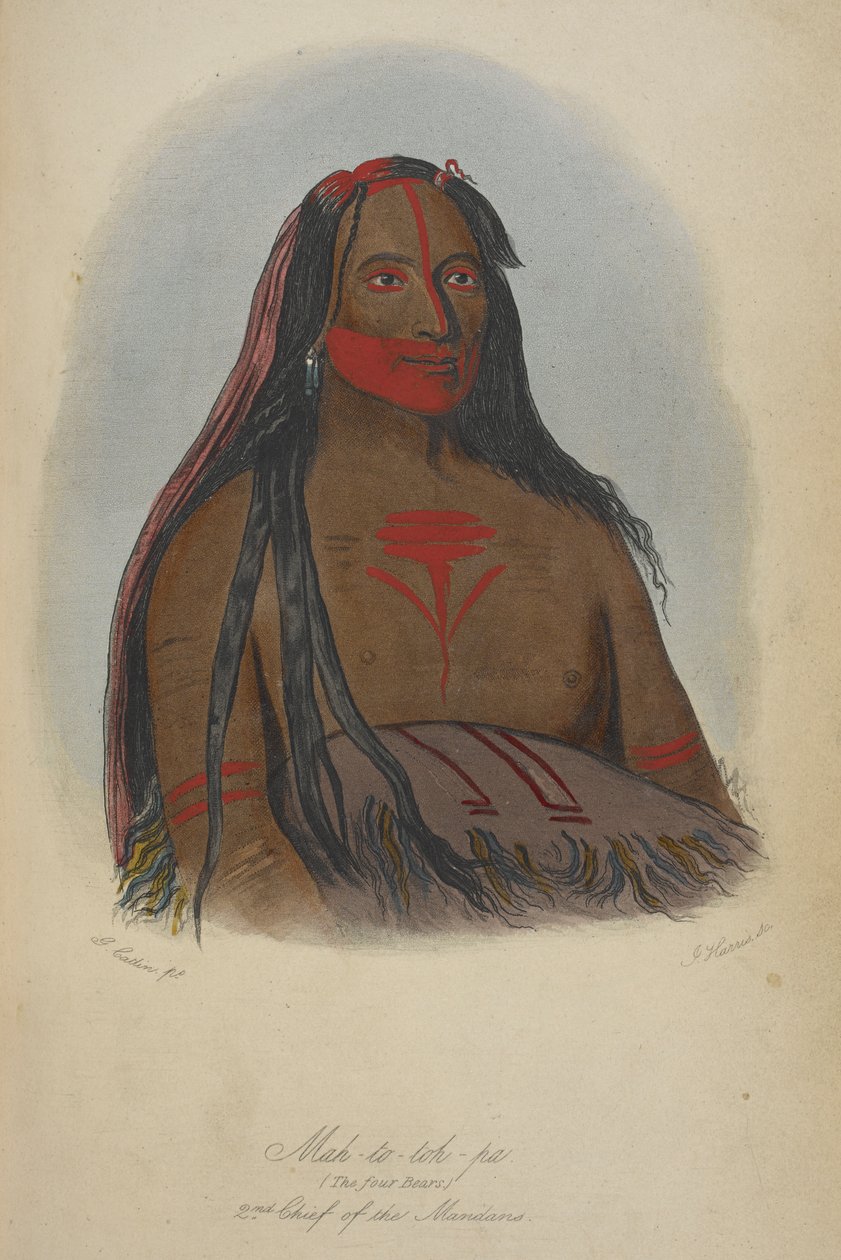 Mah-to-toh-pa (die vier Bären), 2. Häuptling der Mandan von George Catlin