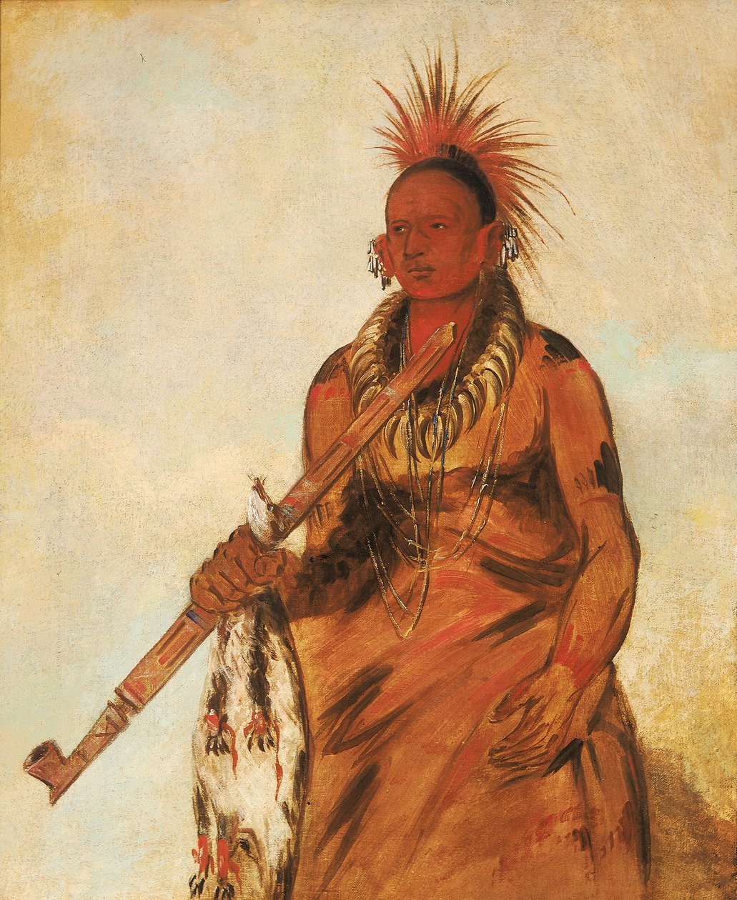 No-o-mún-nee, Geht im Regen, ein Krieger von George Catlin