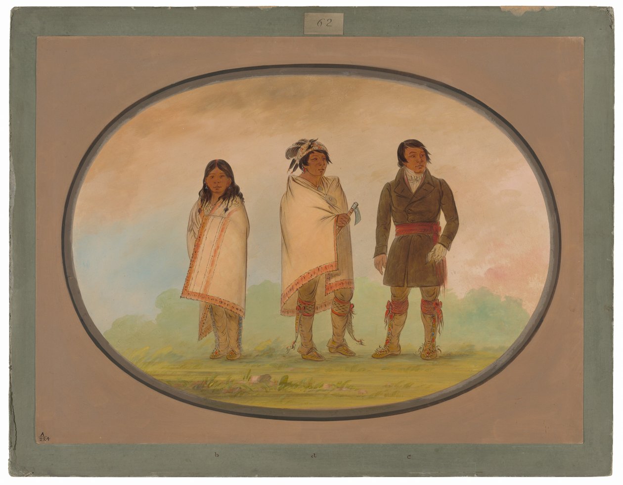 Oneida-Häuptling, seine Schwester und ein Missionar von George Catlin