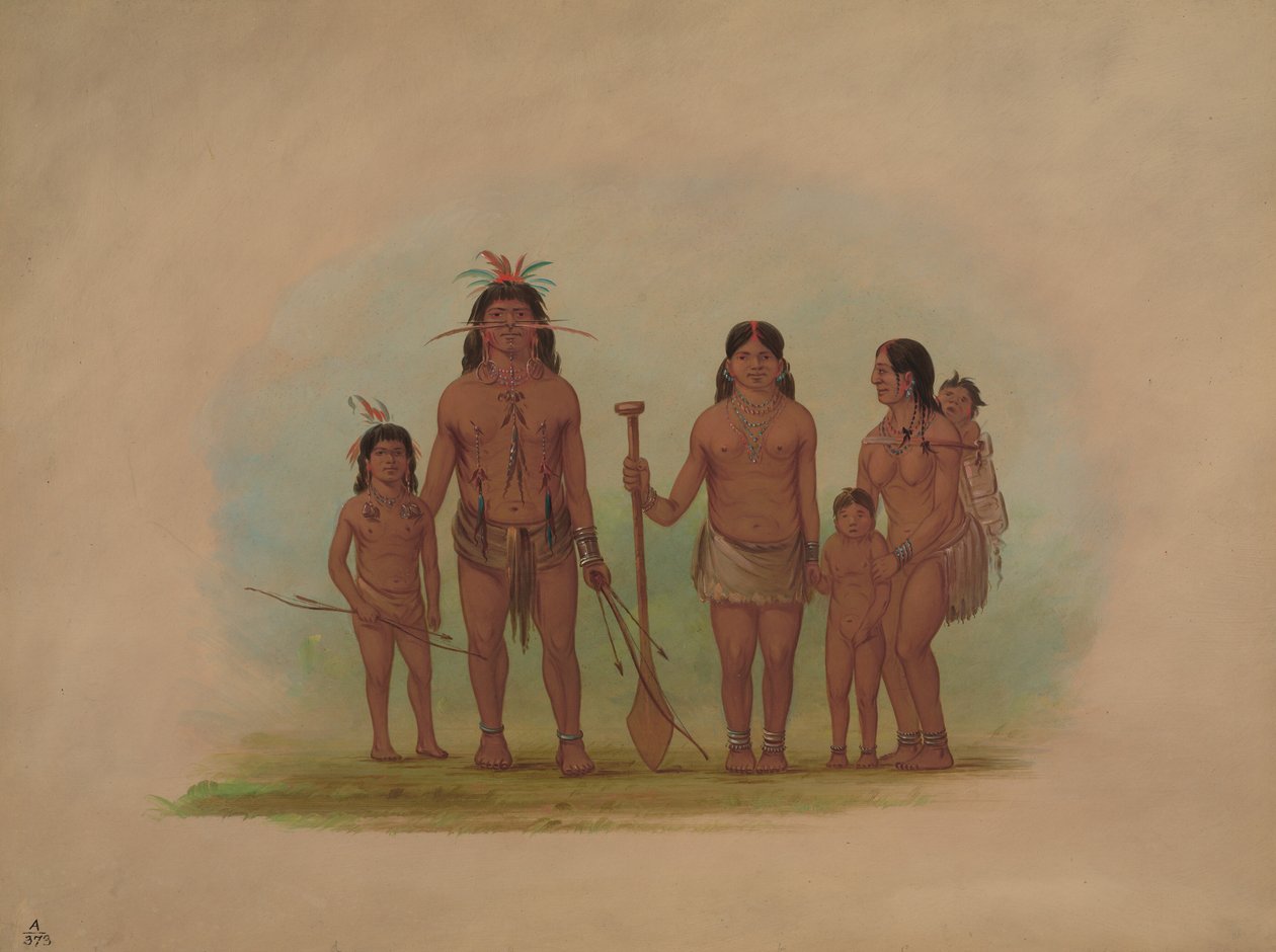 Orejona Häuptling und Familie, 1854-1869 von George Catlin