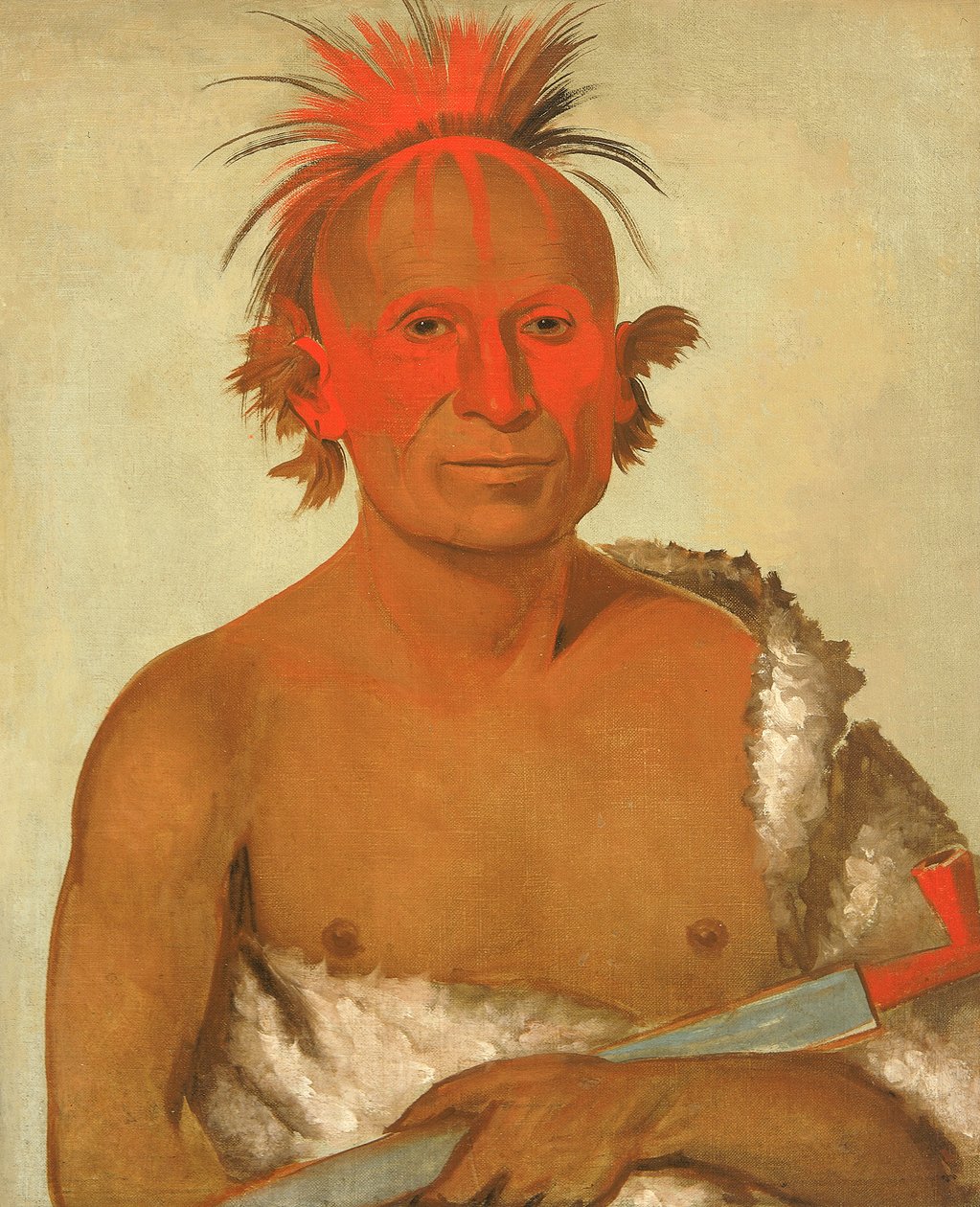 Pash-ee-pa-hó, Kleiner Stechender Häuptling, der Jüngere, einer von Black Hawks Tapferen, 1832 von George Catlin