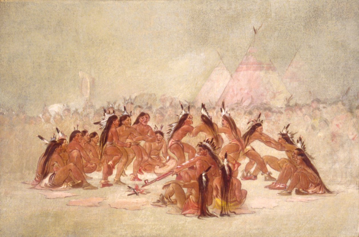 Pfeifentanz, Assiniboine von George Catlin: Kunstdruck