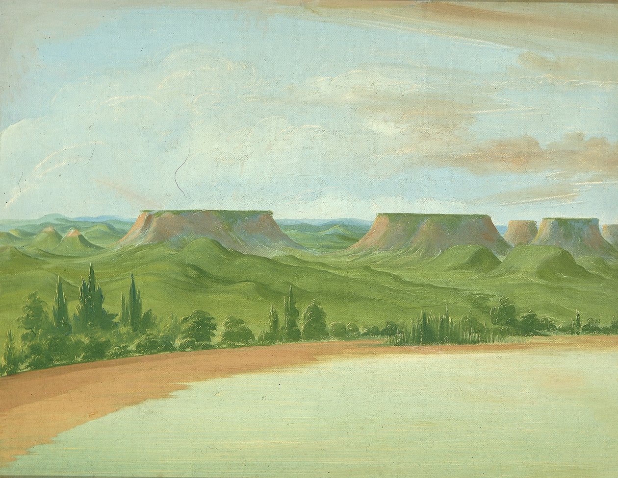 Quadratische Hügel, 1200 Meilen oberhalb von St. Louis von George Catlin