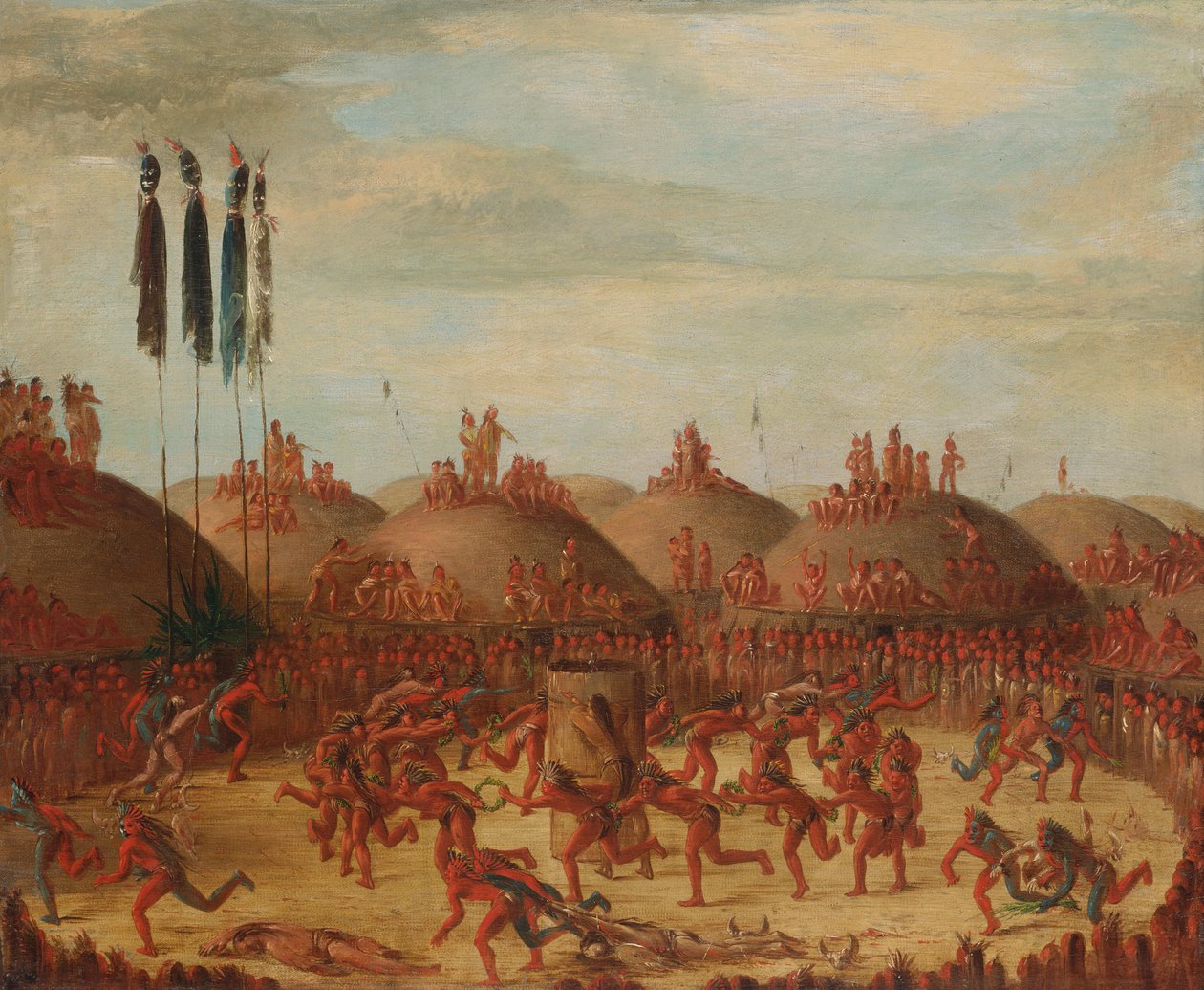 Das letzte Rennen, Mandan O-kee-pa Zeremonie, 1832 von George Catlin