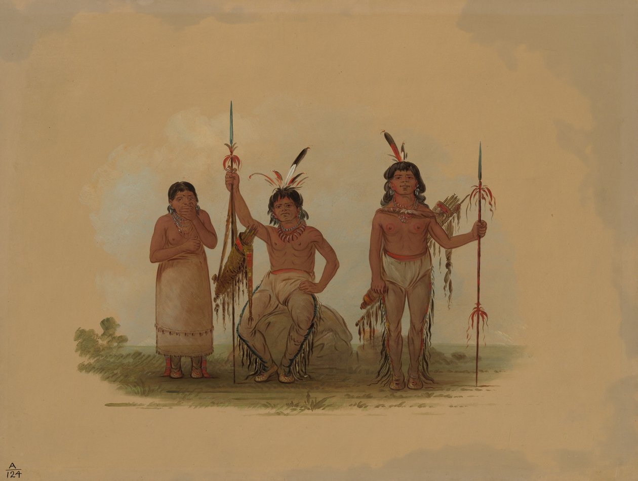 Zwei Arapaho-Krieger und eine Frau, 1861-1869. von George Catlin