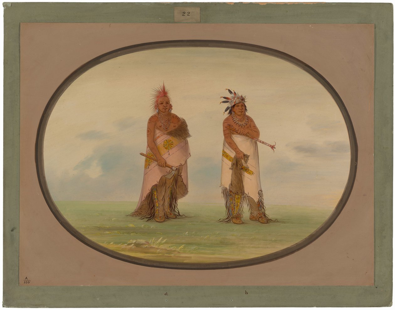 Zwei nicht identifizierte nordamerikanische Indianer von George Catlin