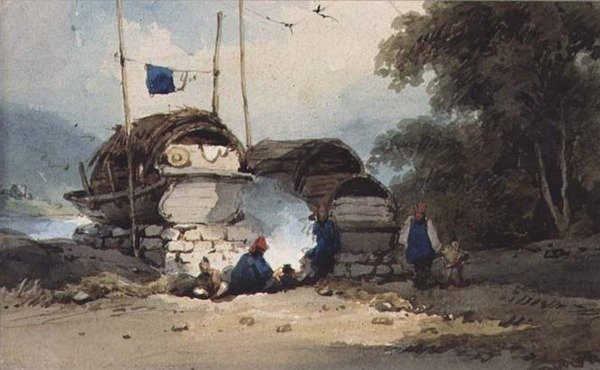 Ein Lager am Flussufer, China von George Chinnery