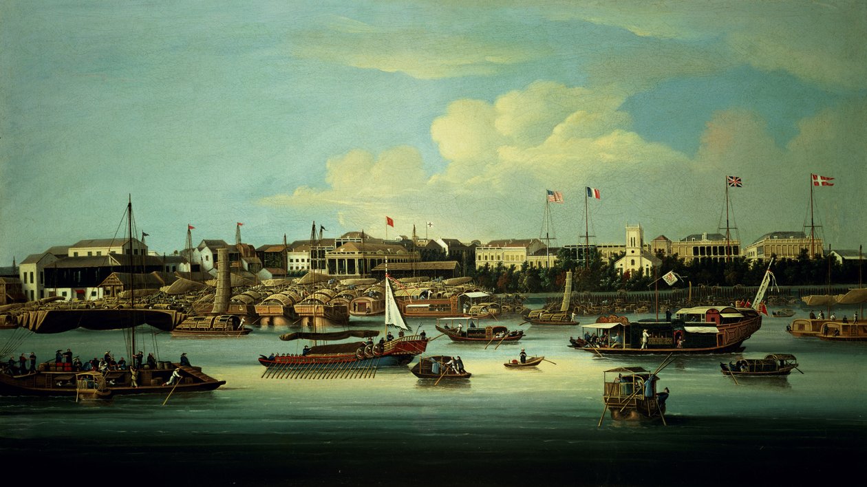 Ein Blick auf die Hongs von George Chinnery