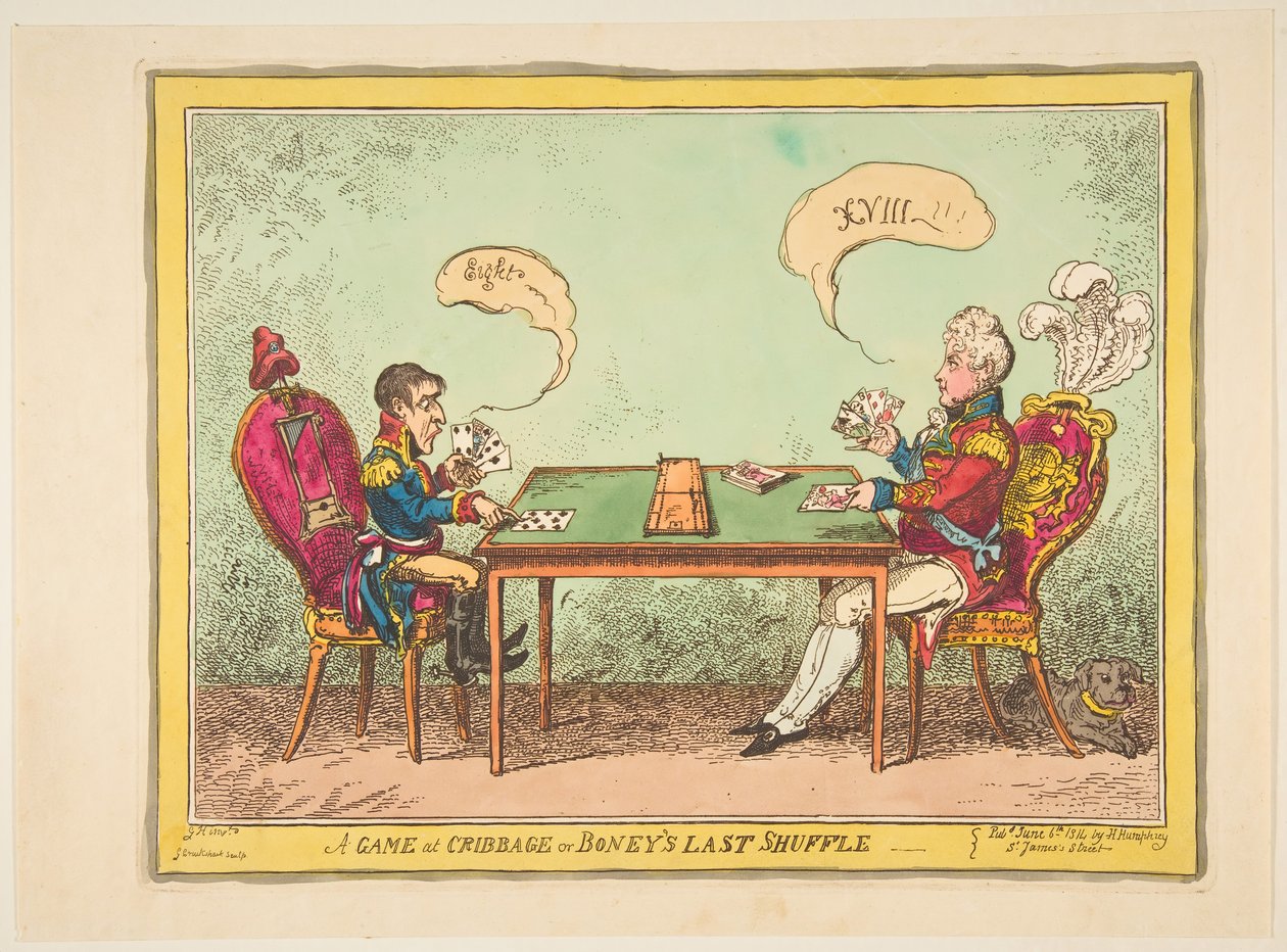 Ein Spiel Cribbage oder Boneys letzter Zug, 6. Juni 1814 von George Cruikshank
