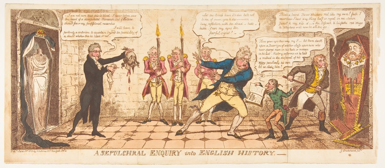 Eine Grabuntersuchung zur englischen Geschichte, 1. Juni 1813 von George Cruikshank