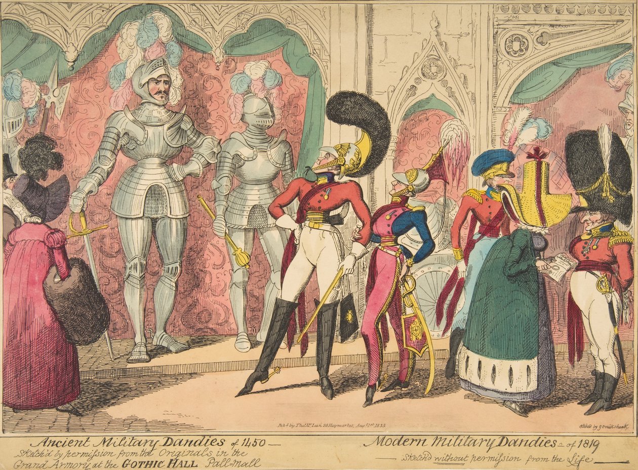 Alte Militärdandys von 1450 - Moderne Militärdandys von 1819, 1. August 1835 von George Cruikshank