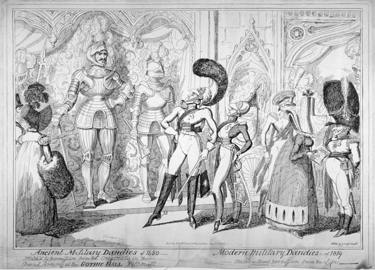 Alte und moderne militärische Dandys, 1835 von George Cruikshank