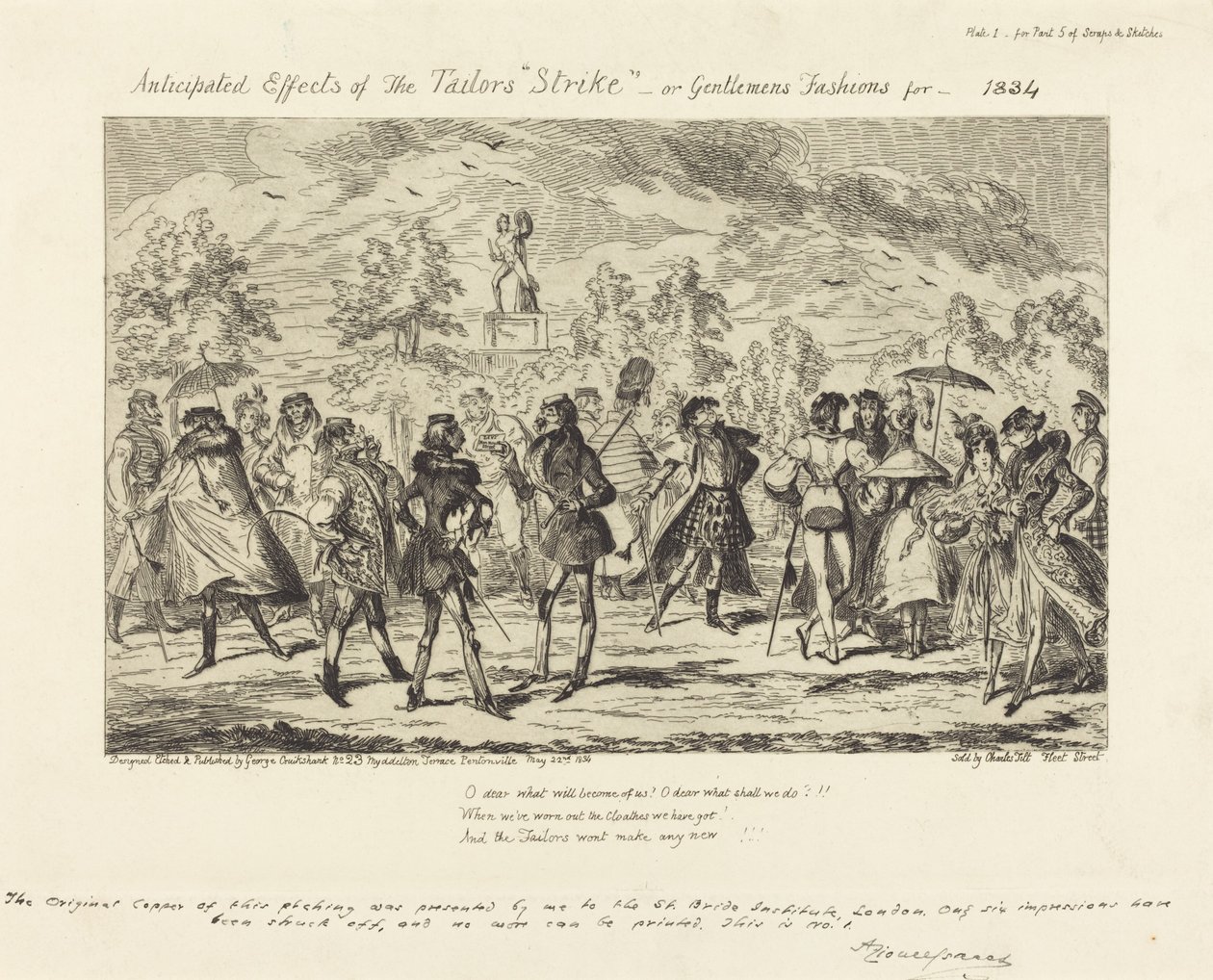 Erwartete Auswirkungen des Streiks der Schneider von George Cruikshank
