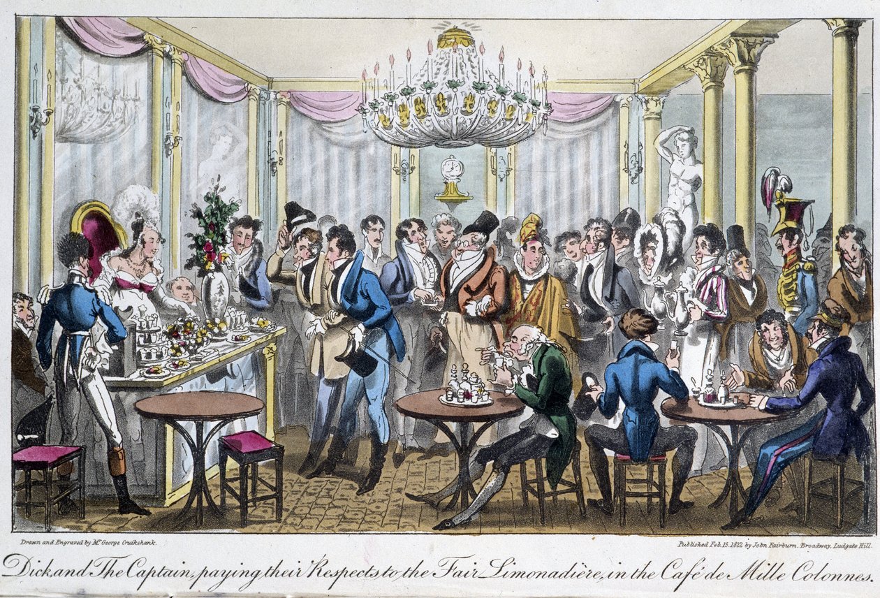 Café des Milles Säulen - in "Life in Paris" von David Carey, London von George Cruikshank