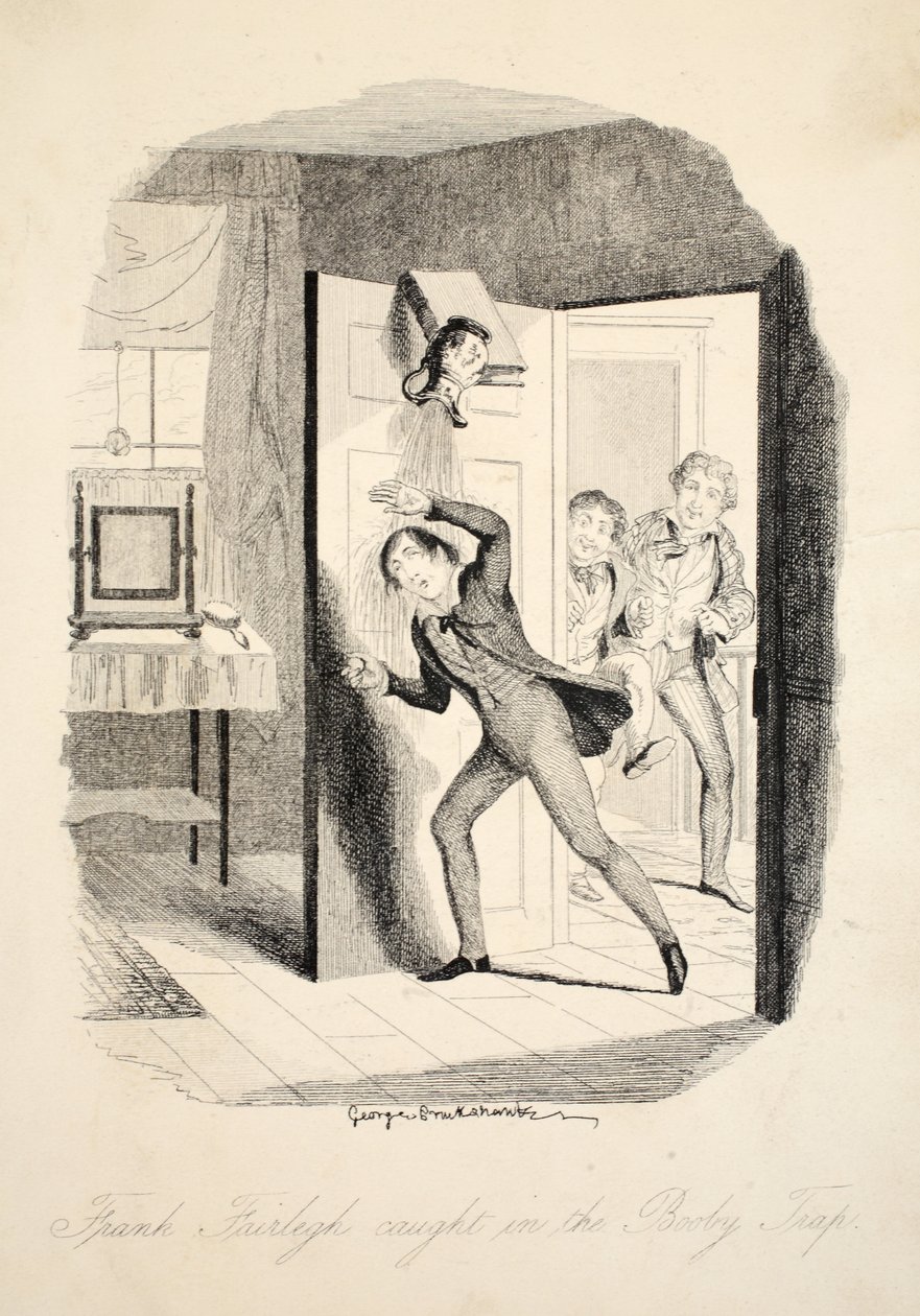 Frank Fairlegh in die Falle getappt, aus Frank Fairlegh oder Szenen aus dem Leben eines Privatschülers, veröffentlicht um 1870 von George Cruikshank