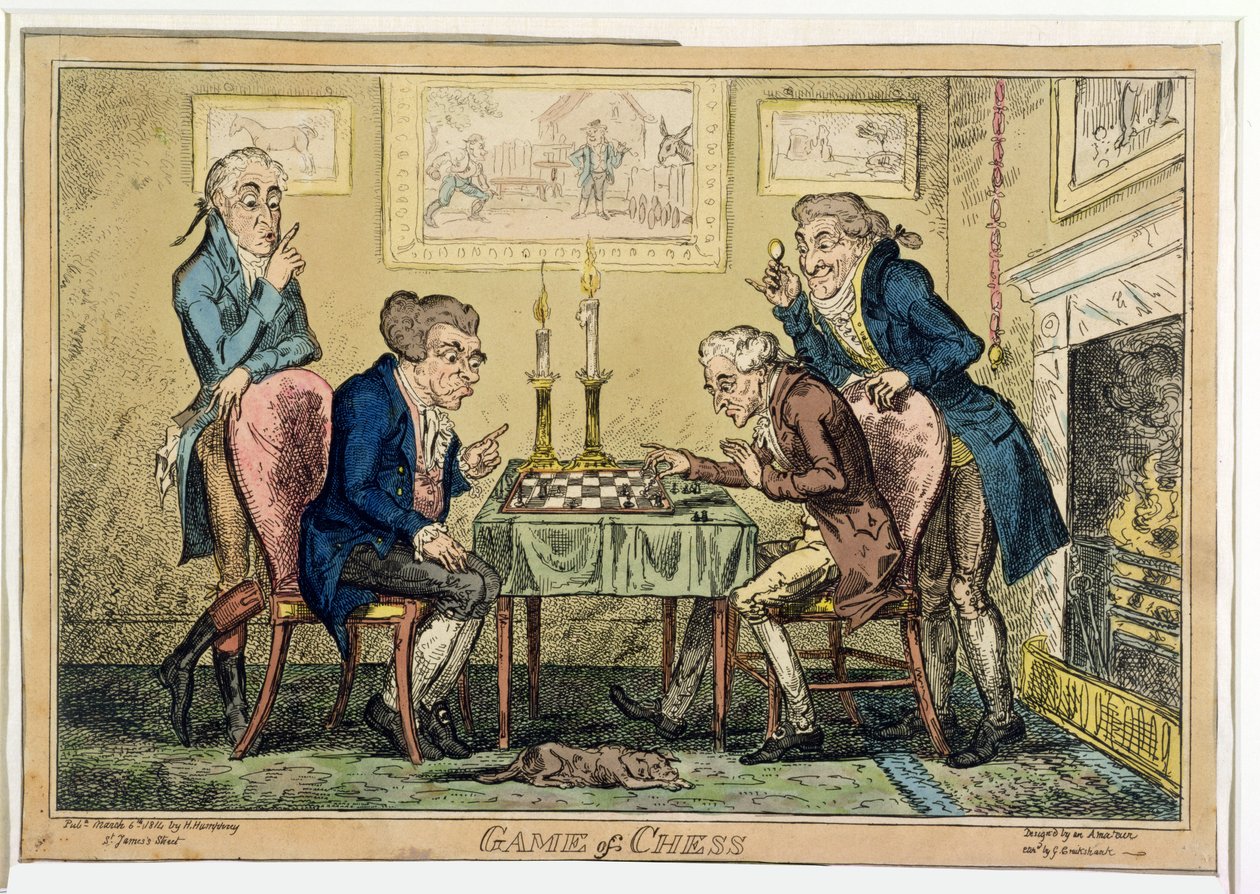 Schachspiel, veröffentlicht von H. Humphrey, London von George Cruikshank
