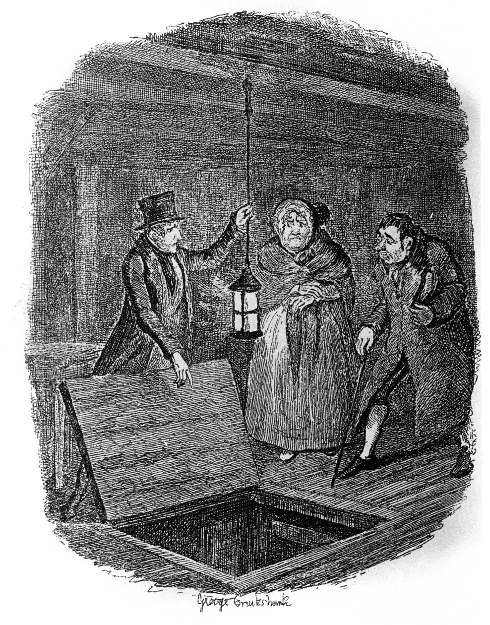 Illustration für „Oliver Twist“ von Charles Dickens, von George Cruikshank. von George Cruikshank