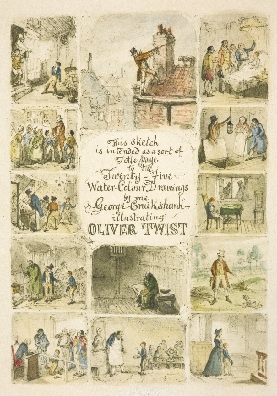 Illustration für die Titelseite "Oliver Twist" von George Cruikshank