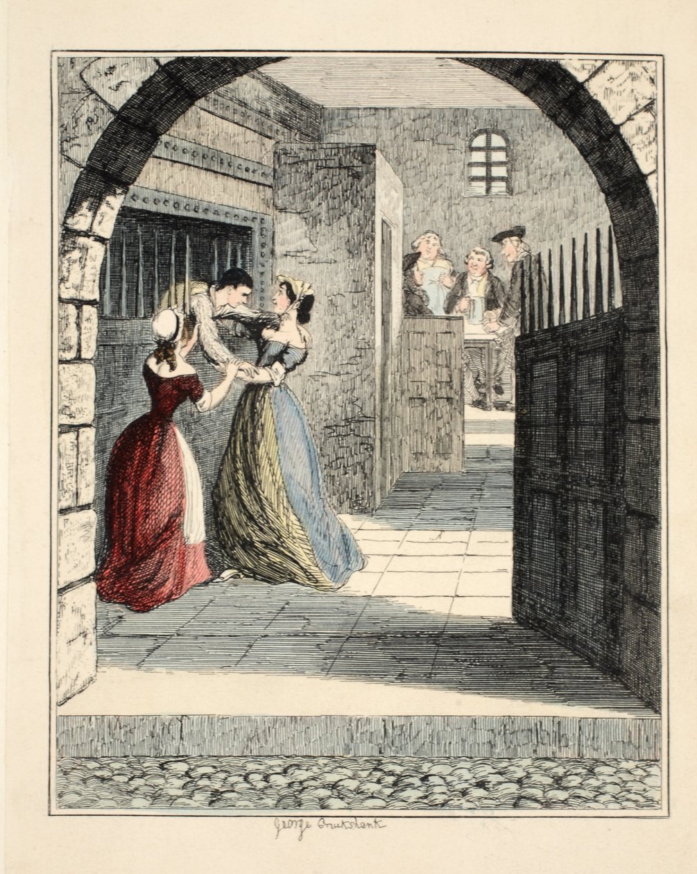 Jack Sheppard entkommt aus dem verurteilten Gefängnis in Newgate, Illustration aus Jack Sheppard: Eine Romanze von William Harrison Ainsworth, veröffentlicht 1839 von George Cruikshank