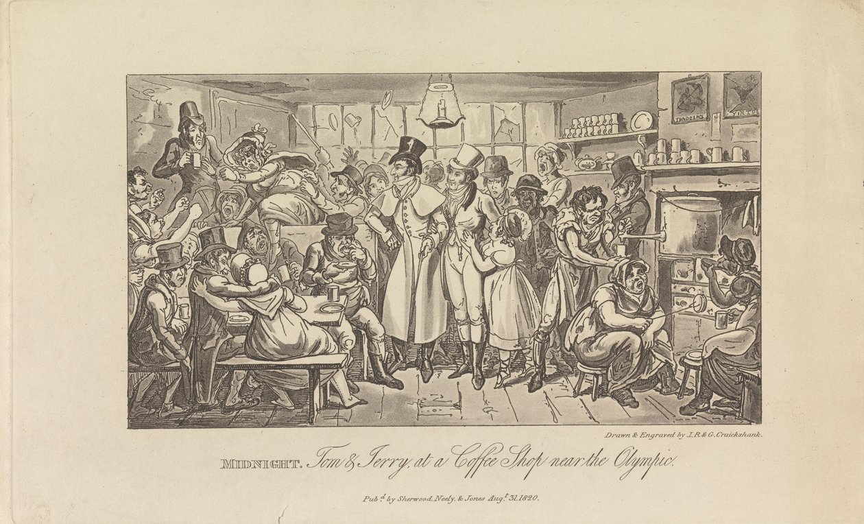 Mitternacht, Tom & Jerry in einem Kaffeehaus... von George Cruikshank