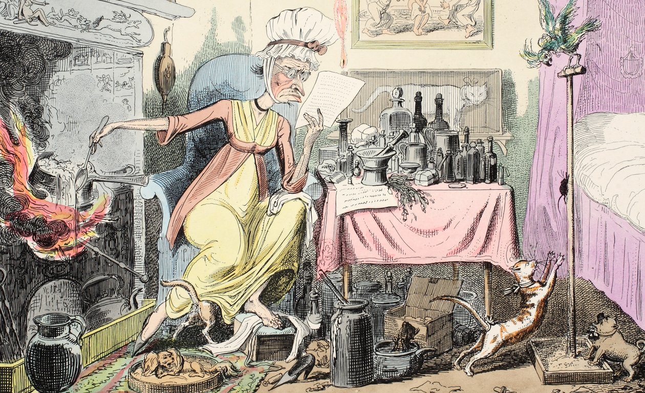 Ein Rezept für Hühneraugen mischen, veröffentlicht 1835 von George Cruikshank