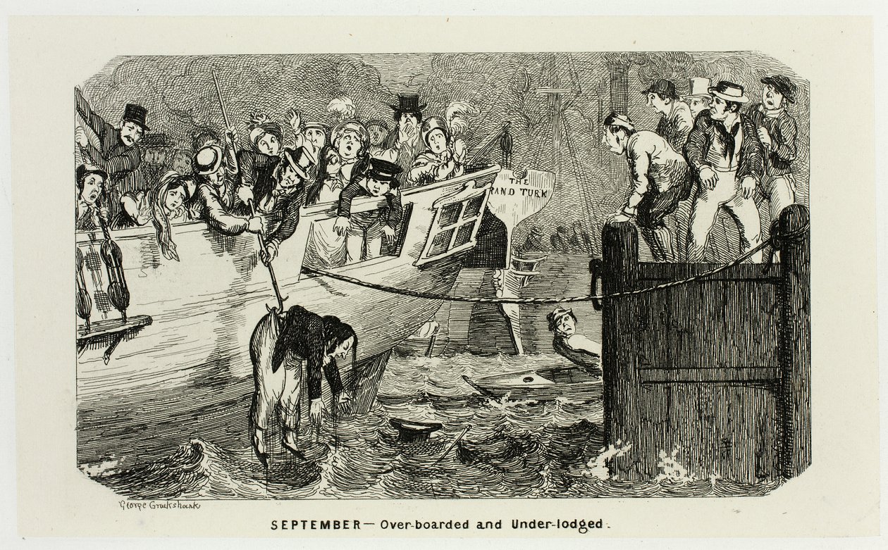 September - Überbordet und untergebracht aus George Cruikshank