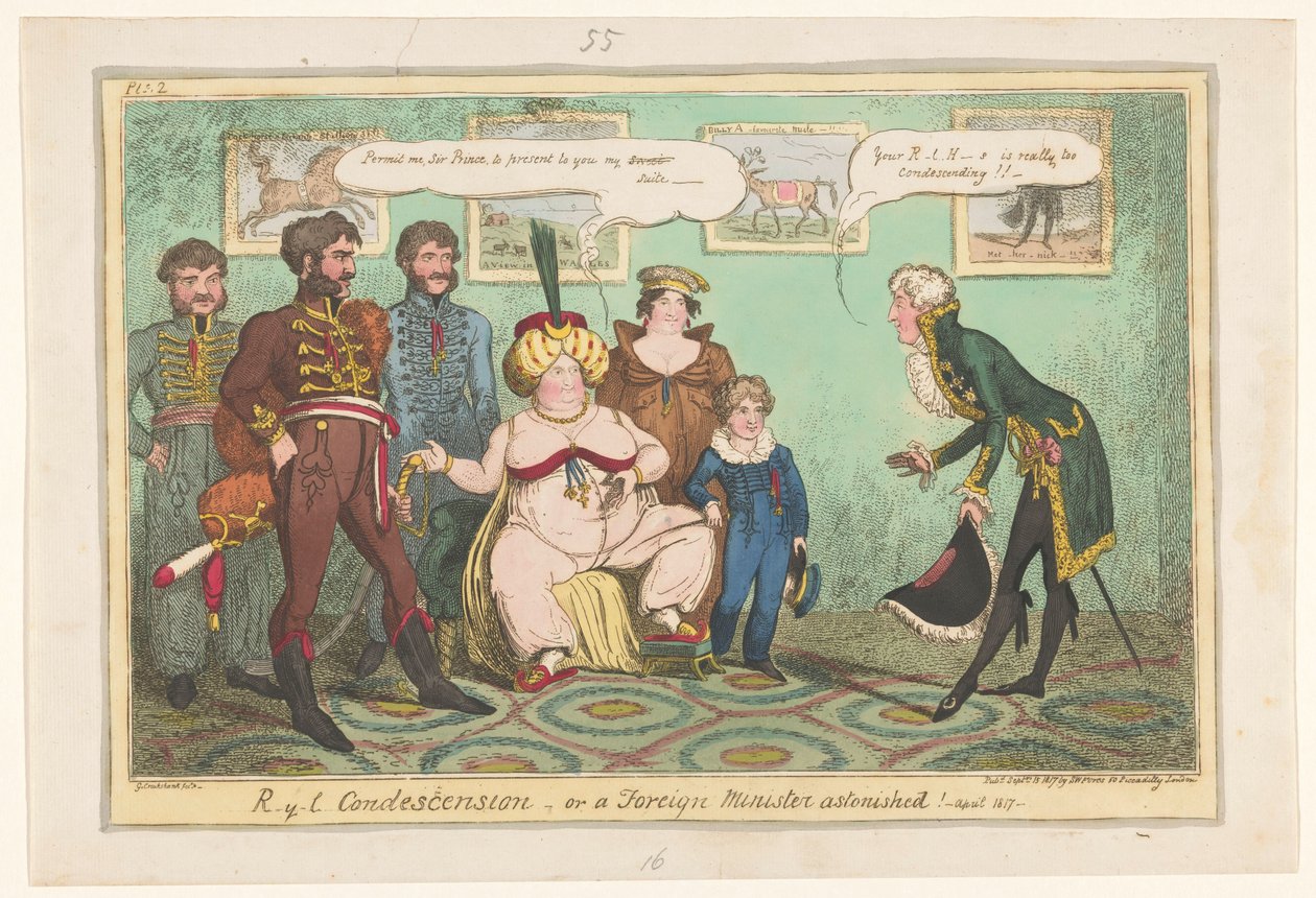 Karikatur auf Prinzessin Caroline, 1817 von George Cruikshank