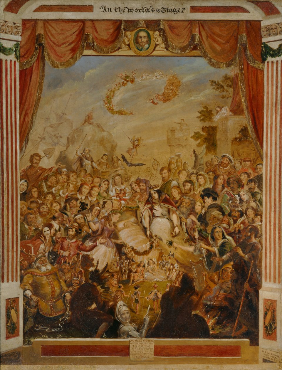 Der erste Auftritt von William Shakespeare auf der Bühne des Globe Theatre von George Cruikshank