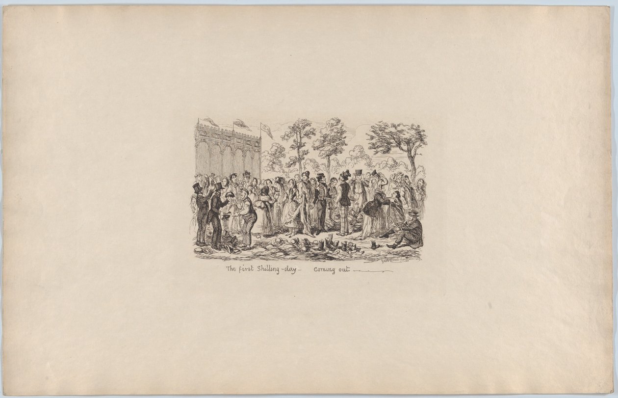 Der erste Schilling-Tag - Herauskommen von George Cruikshank