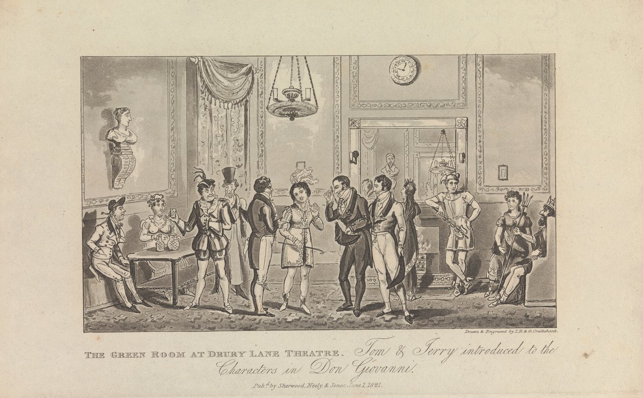 Das Grüne Zimmer im Drury Lane Theatre von George Cruikshank