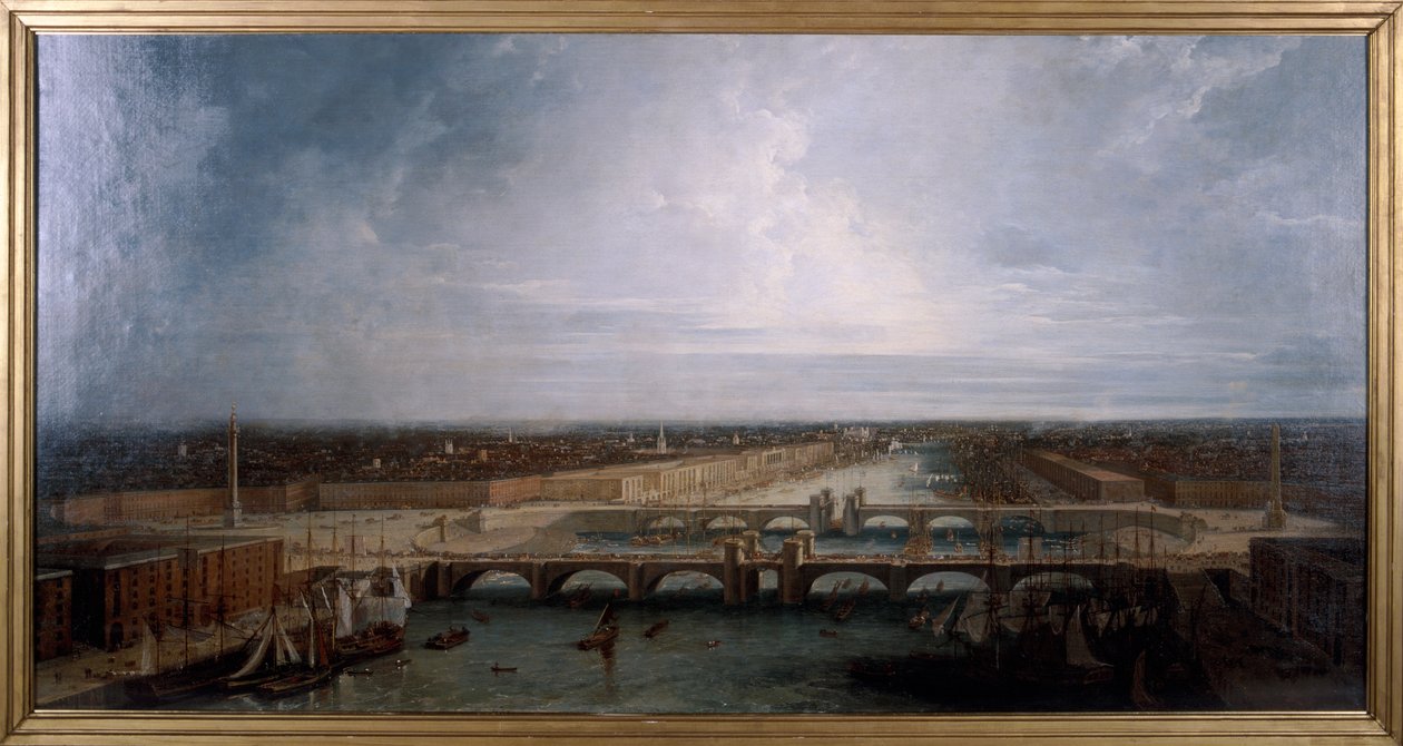 Doppel-London-Bridge für London vorgeschlagen von George Dance