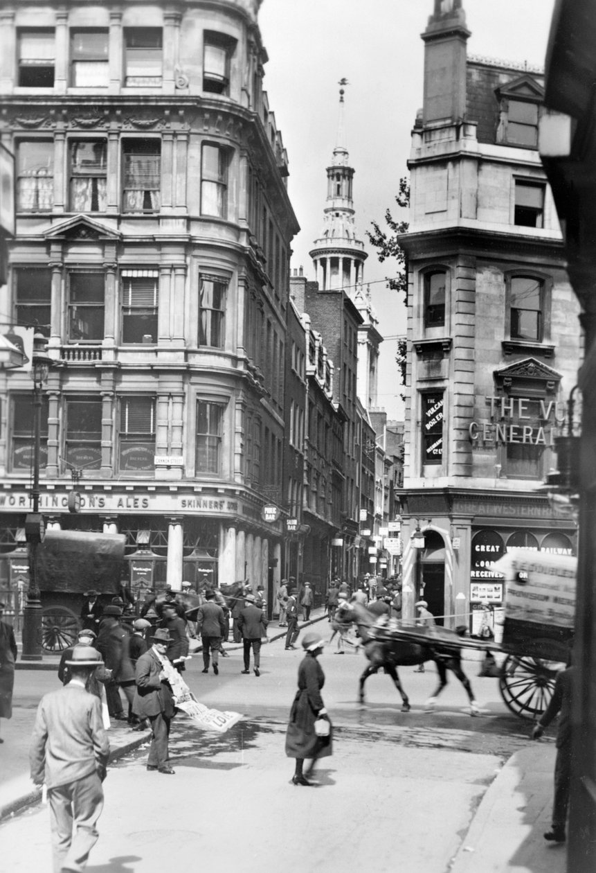 Cannon Street und St Mary Aldermary Kirche, London von George Davison Reid