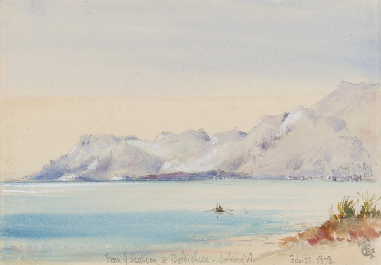 Von der Station in Bordighera, Blick nach Westen, 25. Februar 1878 von George Douglas Tinling